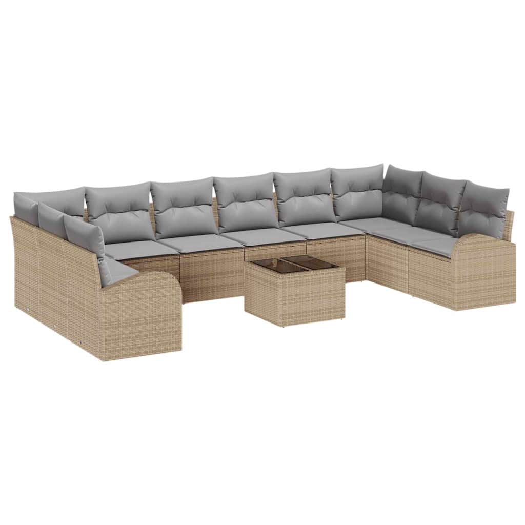 Garten-Sofa-Set mit Kissen 11 pcs Beige und Hellgrau